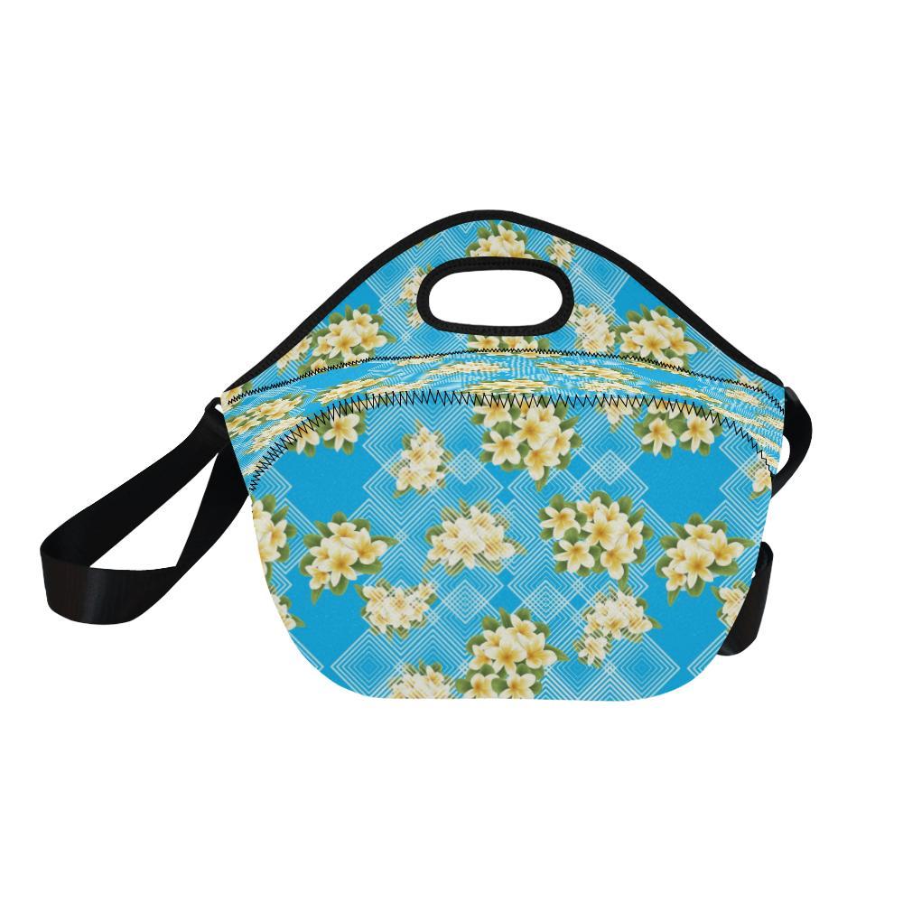 Yellow Plumeria Design Print Pattern Neoprene Lunch Bag-JorJune