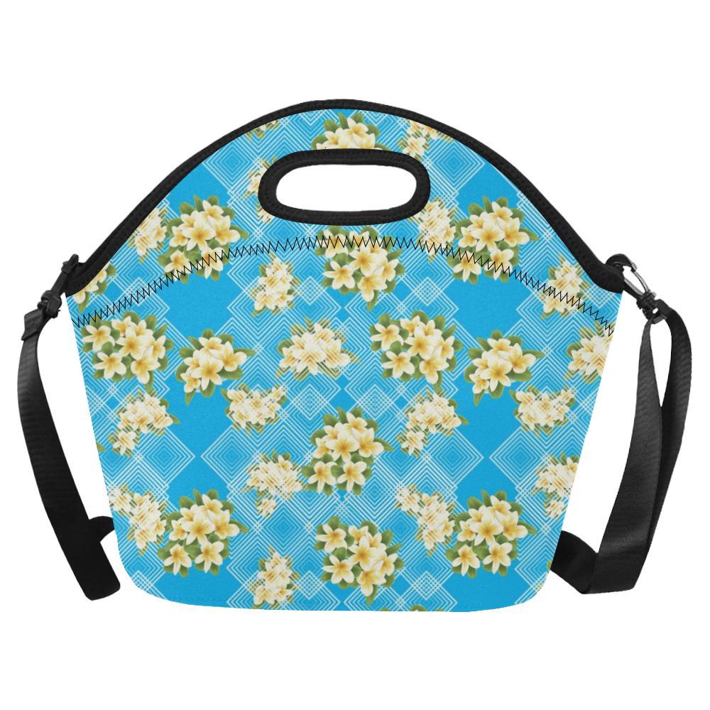 Yellow Plumeria Design Print Pattern Neoprene Lunch Bag-JorJune