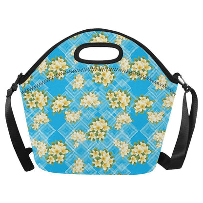 Yellow Plumeria Design Print Pattern Neoprene Lunch Bag-JorJune