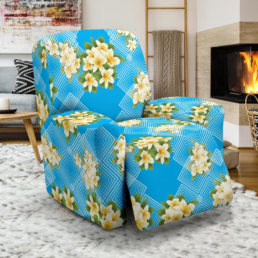 Yellow Plumeria Design Print Pattern Recliner Slipcover-JORJUNE.COM