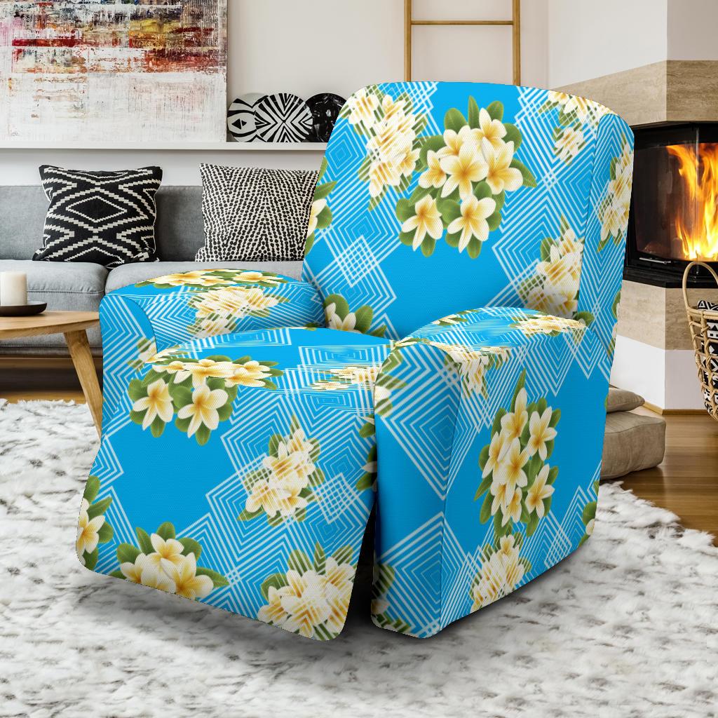 Yellow Plumeria Design Print Pattern Recliner Slipcover-JORJUNE.COM