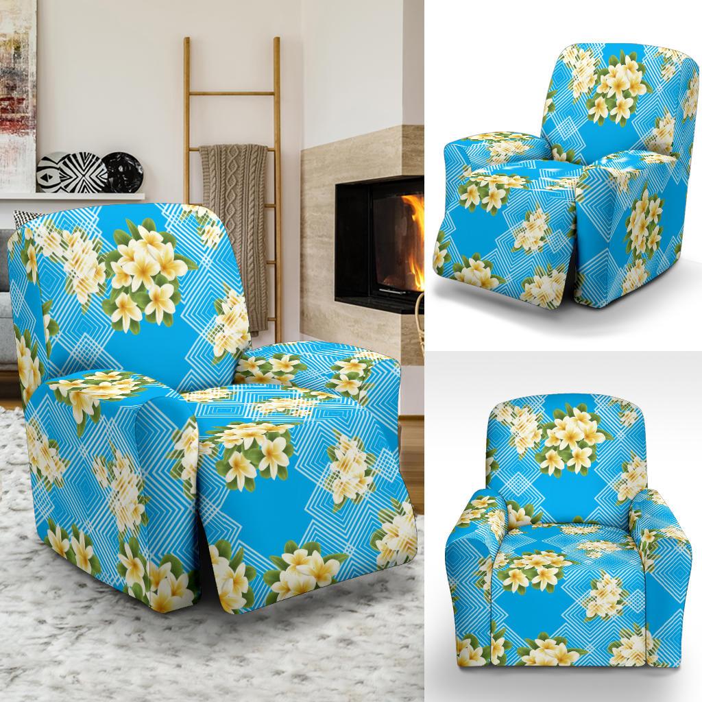Yellow Plumeria Design Print Pattern Recliner Slipcover-JORJUNE.COM