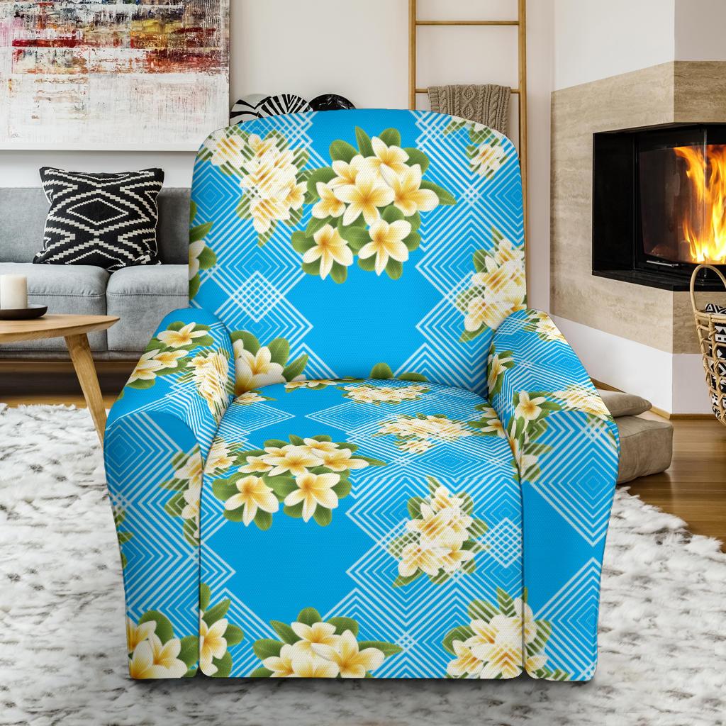 Yellow Plumeria Design Print Pattern Recliner Slipcover-JORJUNE.COM