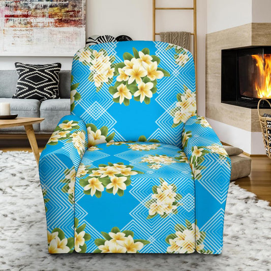 Yellow Plumeria Design Print Pattern Recliner Slipcover-JORJUNE.COM