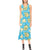Yellow Plumeria Design Print Pattern Sleeveless Open Fork Long Dress