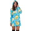 Yellow Plumeria Design Print Pattern Women Hoodie Dress
