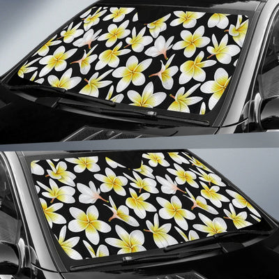Yellow Plumeria Hawaiian Flowers Car Sun Shade-JorJune
