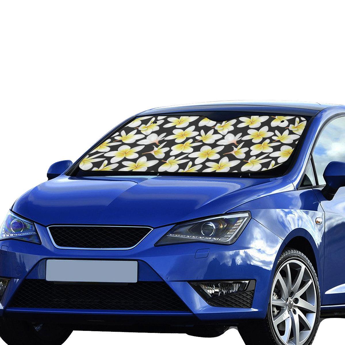 Yellow Plumeria Hawaiian Flowers Car Sun Shade-JorJune