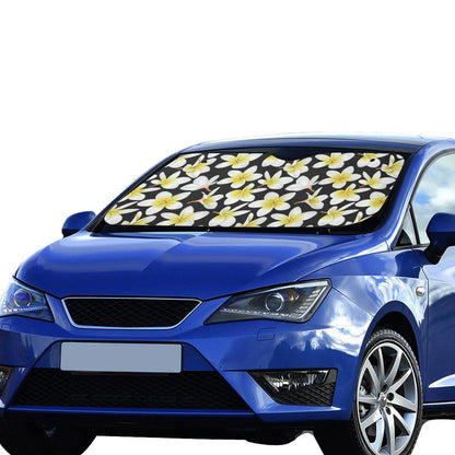 Yellow Plumeria Hawaiian Flowers Car Sun Shade-JorJune
