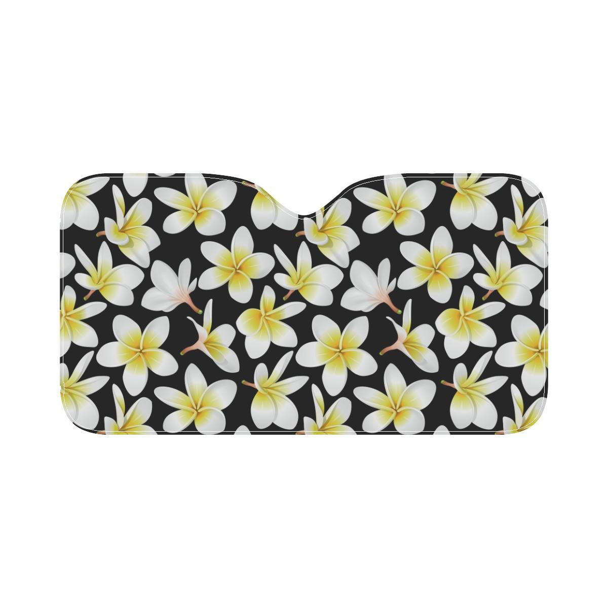 Yellow Plumeria Hawaiian Flowers Car Sun Shade-JorJune
