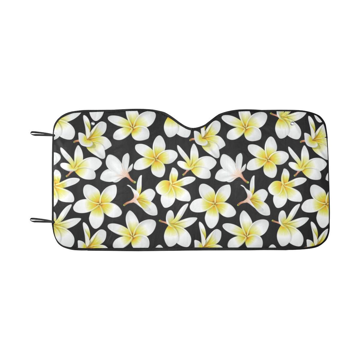 Yellow Plumeria Hawaiian Flowers Car Sun Shade-JorJune
