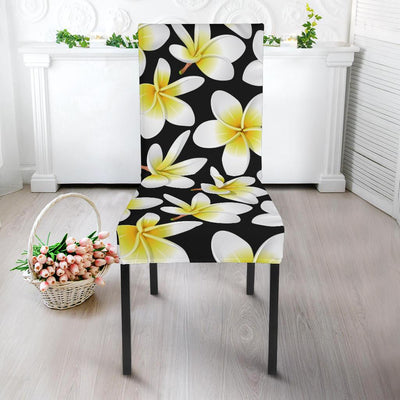 Yellow Plumeria Hawaiian Flowers Dining Chair Slipcover-JORJUNE.COM