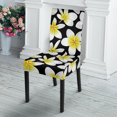 Yellow Plumeria Hawaiian Flowers Dining Chair Slipcover-JORJUNE.COM