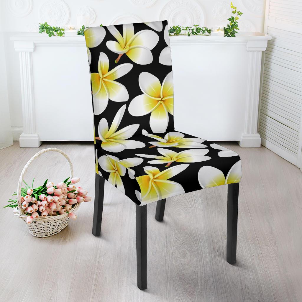 Yellow Plumeria Hawaiian Flowers Dining Chair Slipcover-JORJUNE.COM