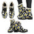 Yellow Plumeria Hawaiian Flowers Faux Fur Leather Boots