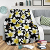 Yellow Plumeria Hawaiian Flowers Fleece Blanket