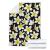 Yellow Plumeria Hawaiian Flowers Fleece Blanket