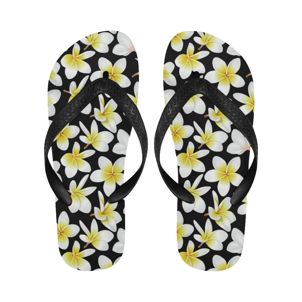 Yellow Plumeria Hawaiian Flowers Flip Flops-JorJune