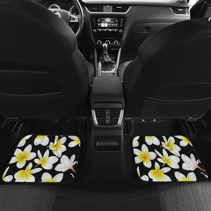 Yellow Plumeria Hawaiian Flowers Front and Back Car Floor Mats