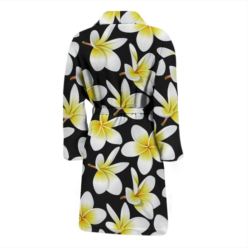 Yellow Plumeria Hawaiian Flowers Men Bath Robe