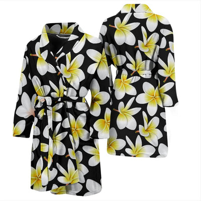 Yellow Plumeria Hawaiian Flowers Men Bath Robe
