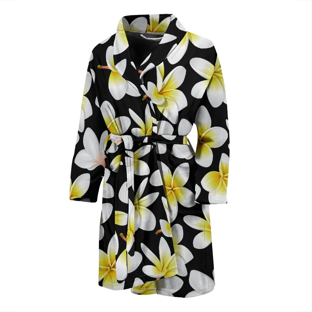 Yellow Plumeria Hawaiian Flowers Men Bath Robe