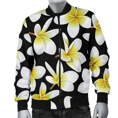 Yellow Plumeria Hawaiian Flowers Men Casual Bomber Jacket