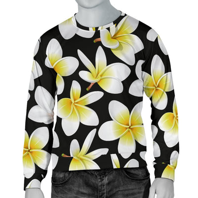 Yellow Plumeria Hawaiian Flowers Men Crewneck Sweatshirt