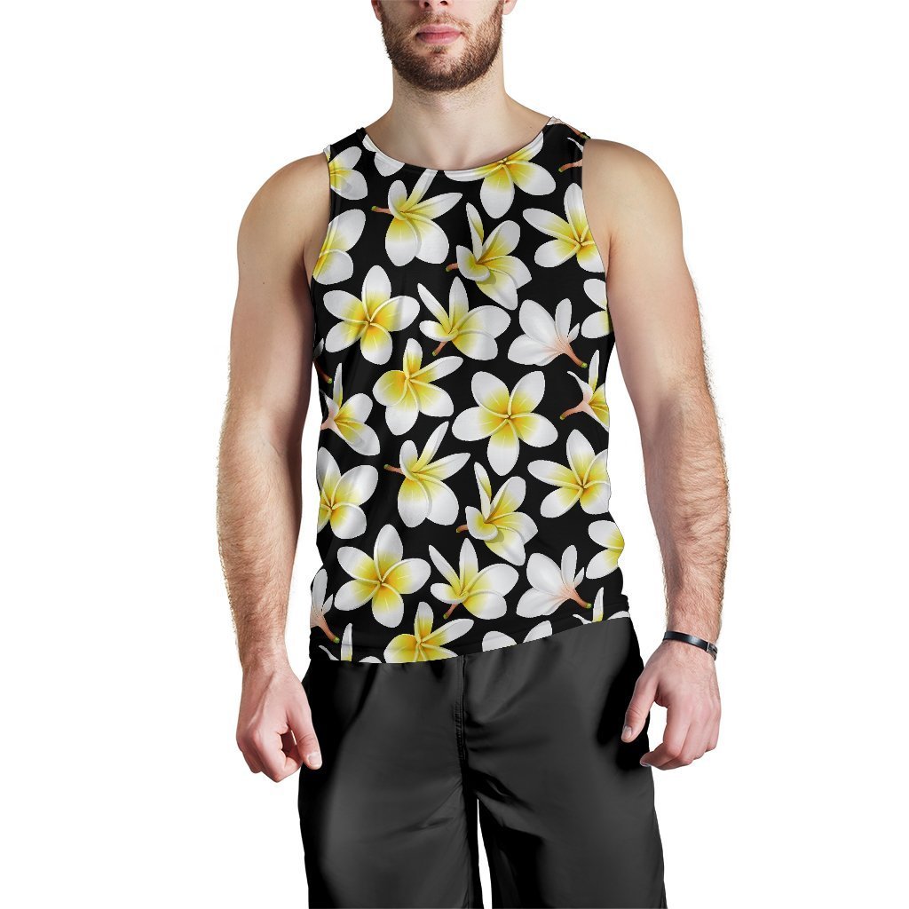 Yellow Plumeria Hawaiian Flowers Men Tank Top