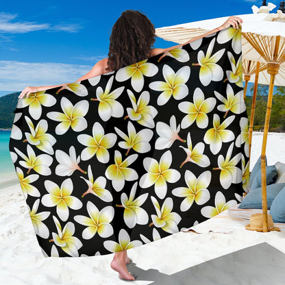 Yellow Plumeria Hawaiian Flowers Sarong Pareo Wrap
