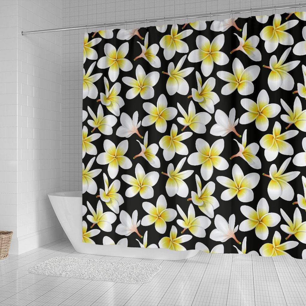 Yellow Plumeria Hawaiian Flowers Shower Curtain
