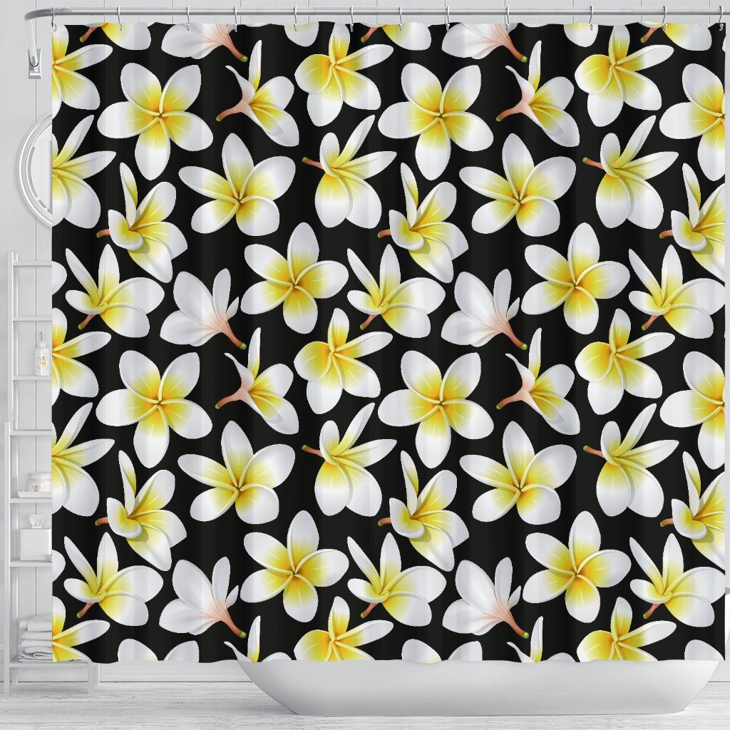 Yellow Plumeria Hawaiian Flowers Shower Curtain