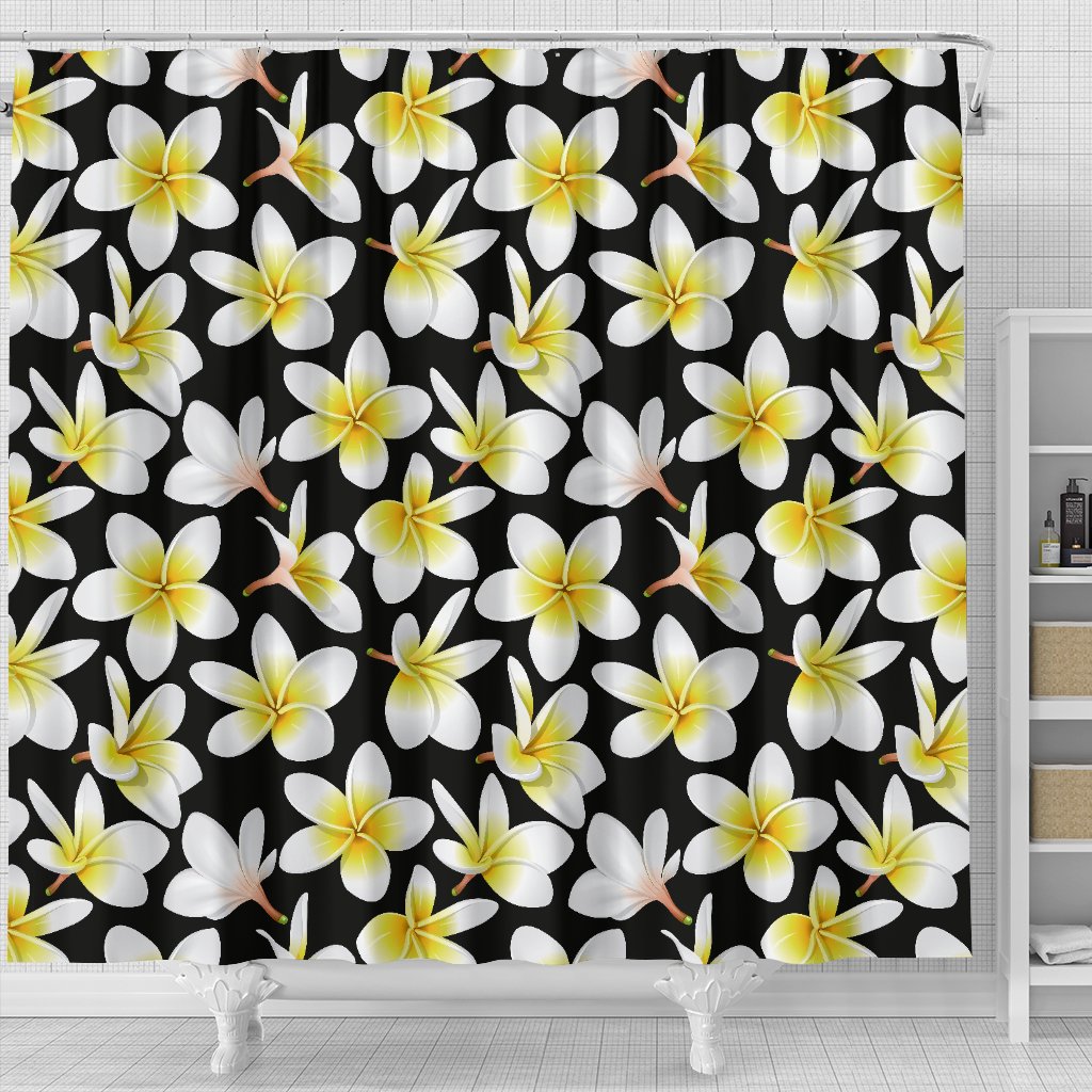 Yellow Plumeria Hawaiian Flowers Shower Curtain