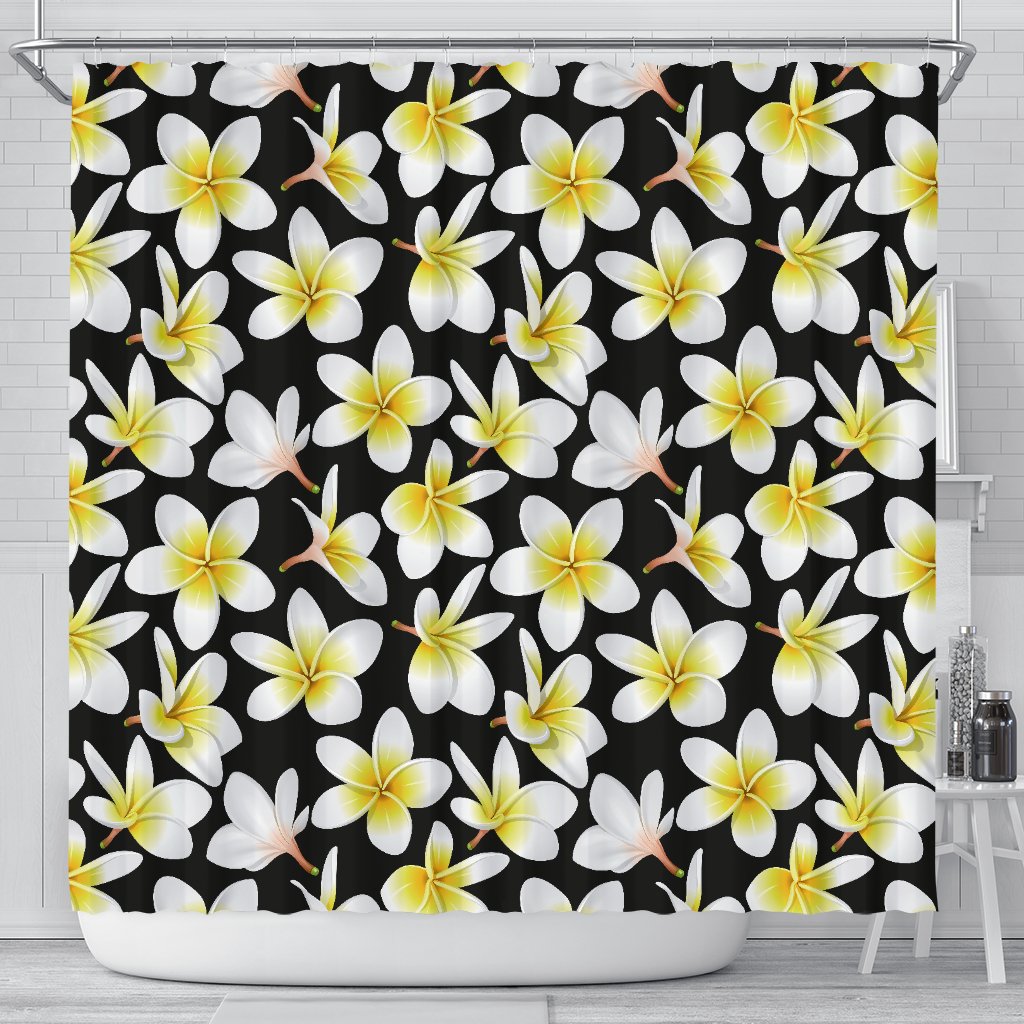 Yellow Plumeria Hawaiian Flowers Shower Curtain