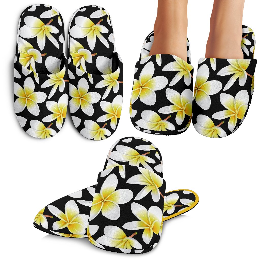 Yellow Plumeria Hawaiian Flowers Slippers