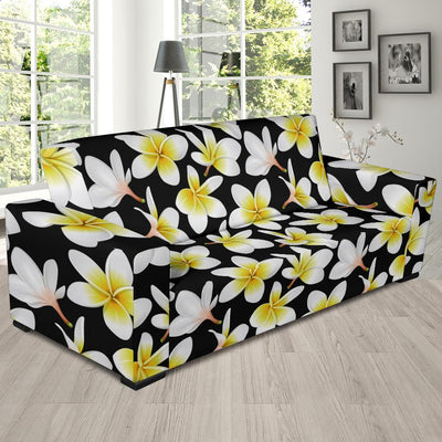 Yellow Plumeria Hawaiian Flowers Sofa Slipcover-JORJUNE.COM