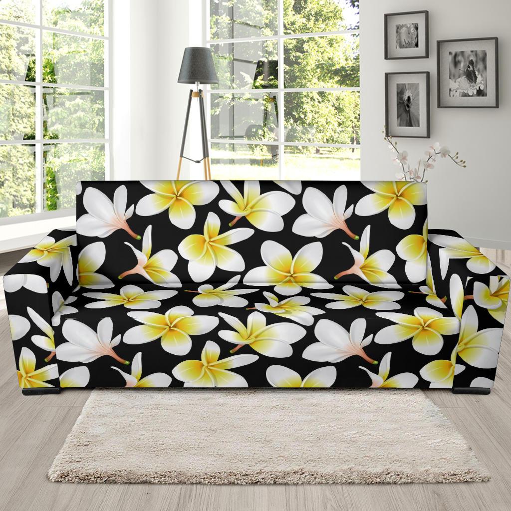 Yellow Plumeria Hawaiian Flowers Sofa Slipcover-JORJUNE.COM