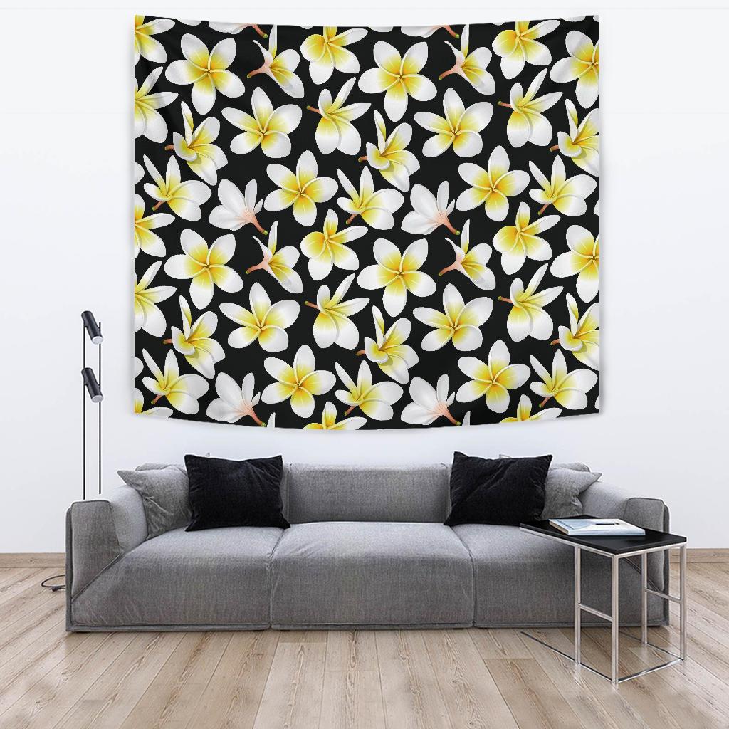 Yellow Plumeria Hawaiian Flowers Tapestry