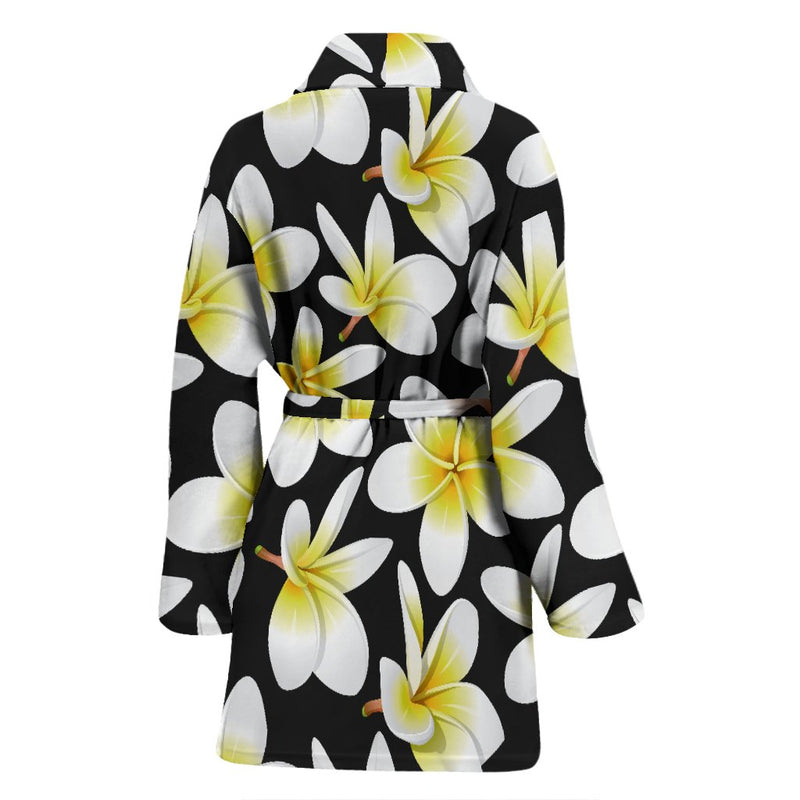 Yellow Plumeria Hawaiian Flowers Women Bath Robe