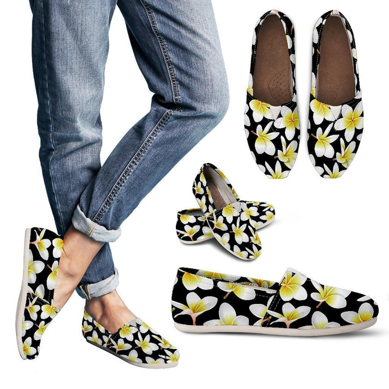 Yellow Plumeria Hawaiian Flowers Women Casual Shoes-JorJune.com