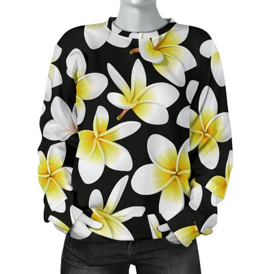 Yellow Plumeria Hawaiian Flowers Women Crewneck Sweatshirt