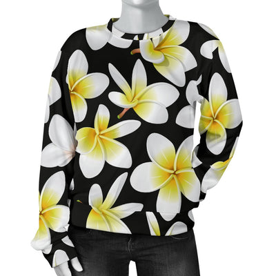 Yellow Plumeria Hawaiian Flowers Women Crewneck Sweatshirt