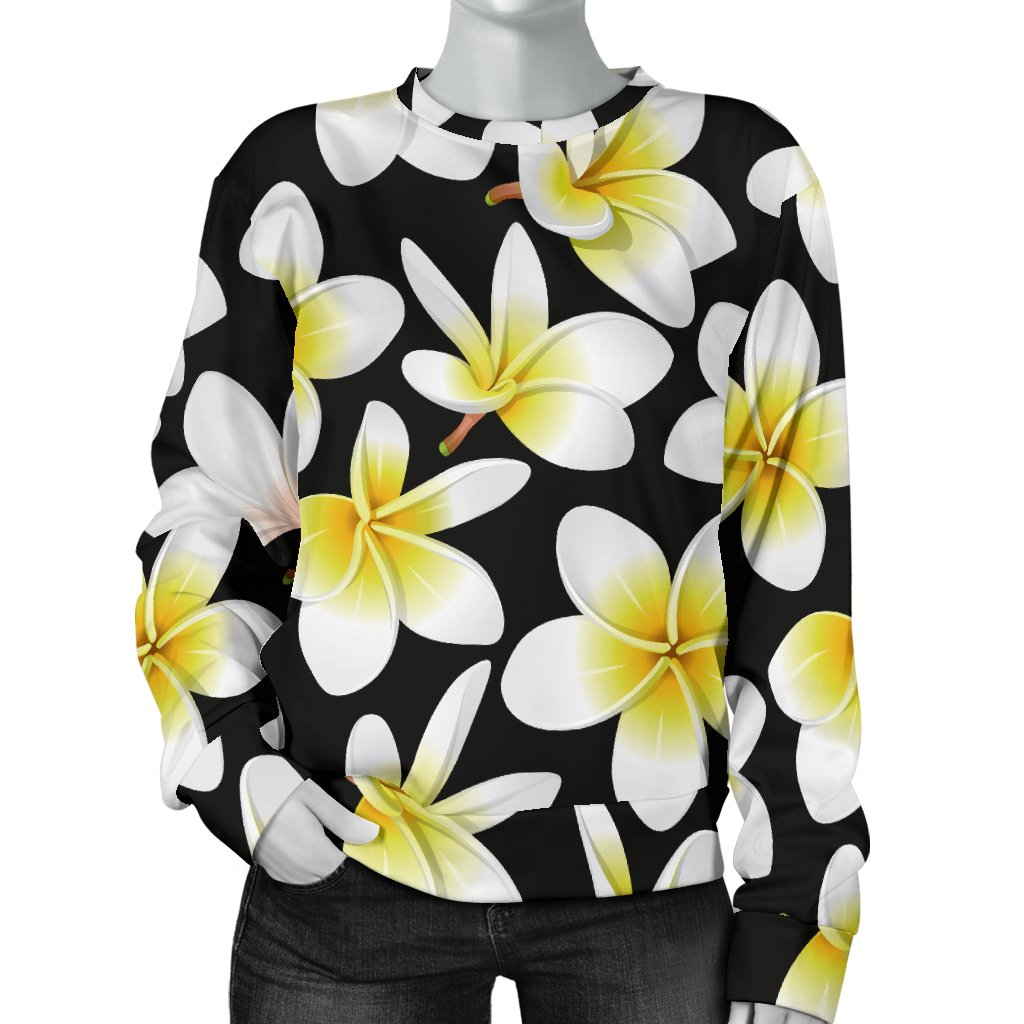 Yellow Plumeria Hawaiian Flowers Women Crewneck Sweatshirt