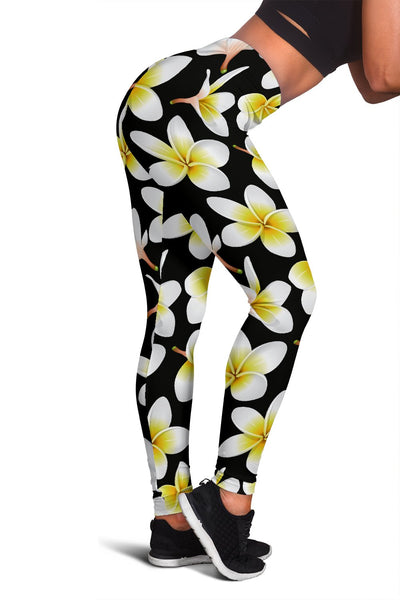 Yellow Plumeria Hawaiian Flowers Women Leggings