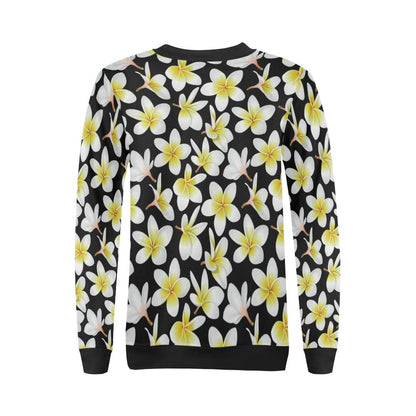 Yellow Plumeria Hawaiian Flowers Women Long Sleeve Sweatshirt-JorJune