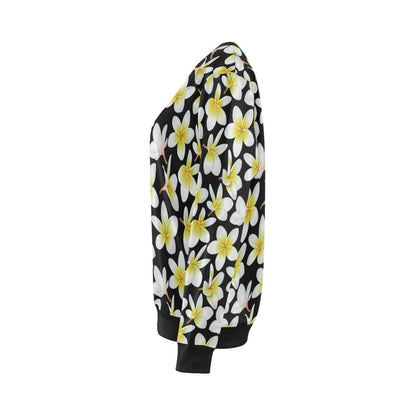 Yellow Plumeria Hawaiian Flowers Women Long Sleeve Sweatshirt-JorJune