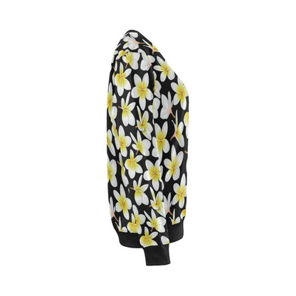 Yellow Plumeria Hawaiian Flowers Women Long Sleeve Sweatshirt-JorJune