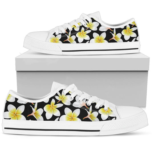 Yellow Plumeria Hawaiian Flowers Women Low Top Shoes