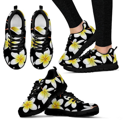 Yellow Plumeria Hawaiian Flower Women Sneakers