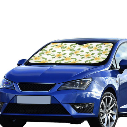 Yellow Plumeria Pattern Print Design PM012 Car Sun Shade-JorJune